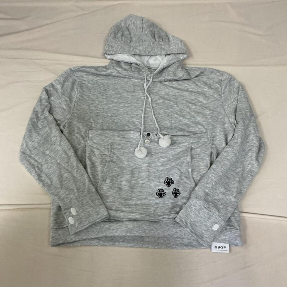 Women's Gray Cat-Ear Hoodie Size XL NWT